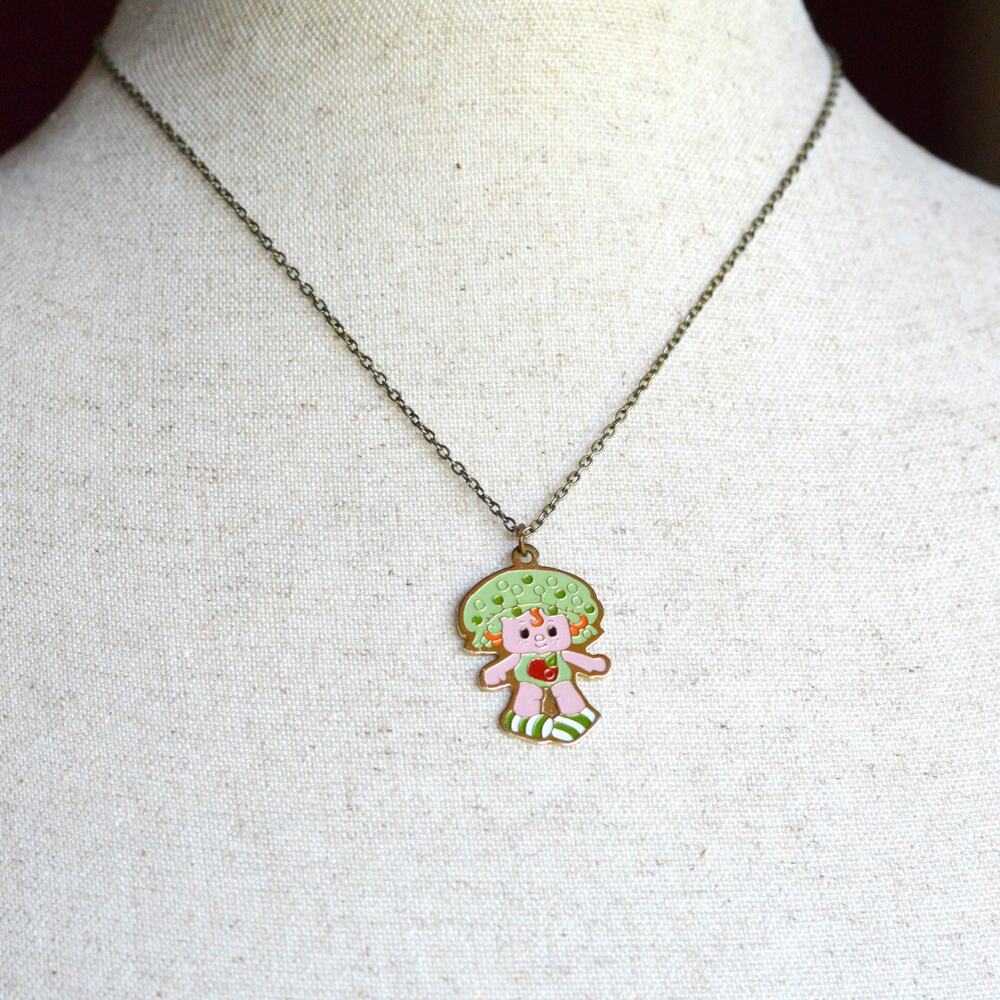 Vintage 1980s 16" Strawberry Shortcake Apple Dumplin Enamel Pendant Necklace